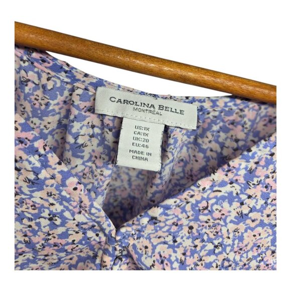 Carolina Belle Chiffon Printed Ruffle V Neck  Blouse - Picture 3 of 7